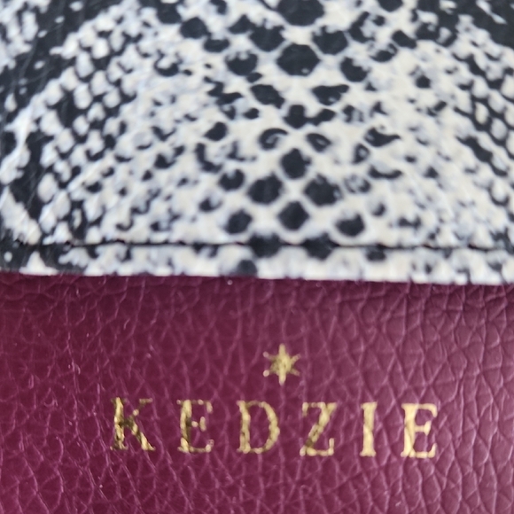 Kedzie Snake Print Card Holder Keyring in Plum - Picture 2 of 4